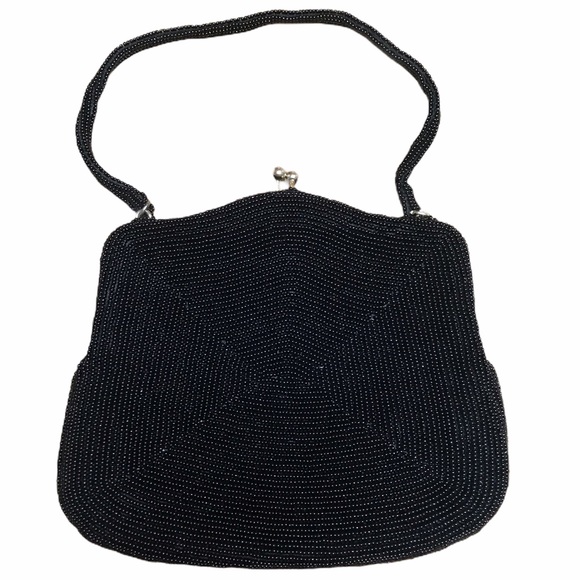 Vintage MAGID Hand Beaded Black Bag - Picture 2 of 6